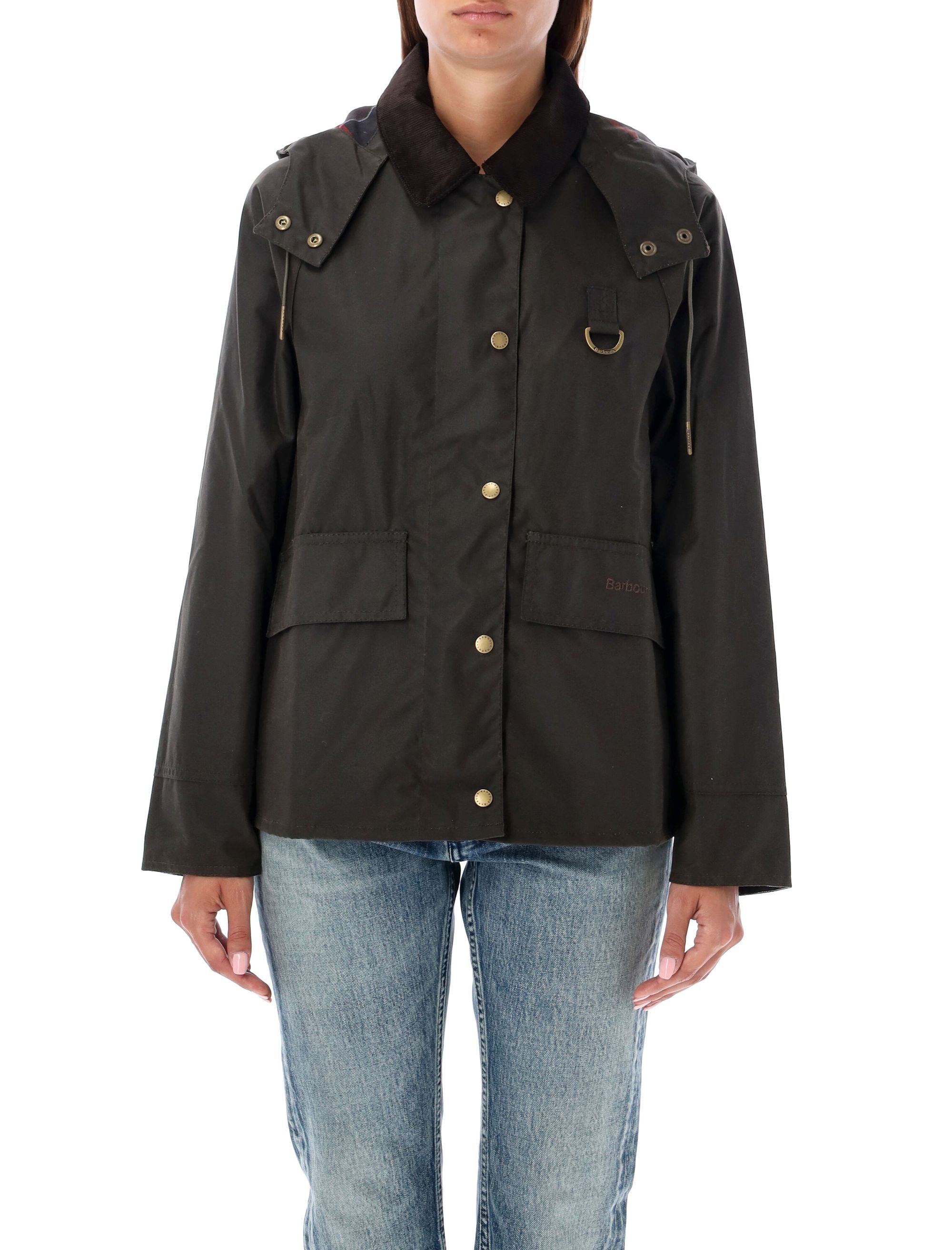 BARBOUR Women's Regular Fit Wax Jacket with Detachable Hood