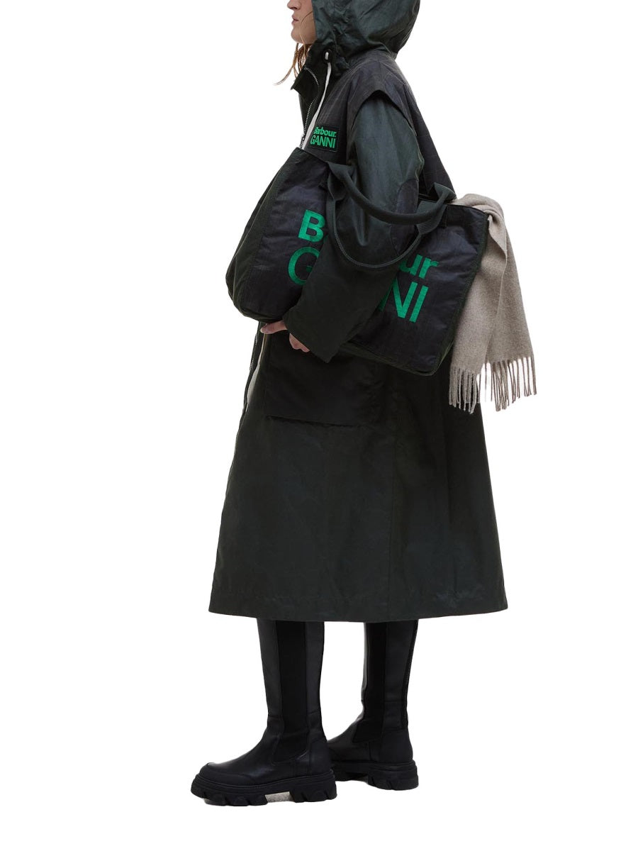 BARBOUR X GANNI Regular Fit Waxed Cotton Parka Jacket