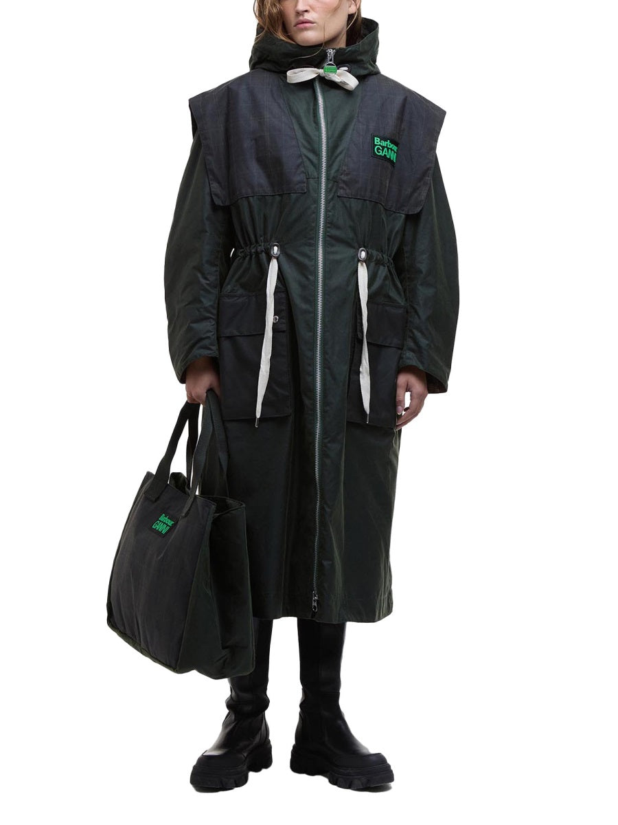 BARBOUR X GANNI Regular Fit Waxed Cotton Parka Jacket