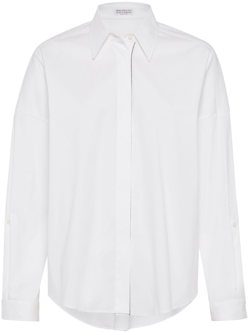 BRUNELLO CUCINELLI Classic Cotton Shirt with Bead Embellishment