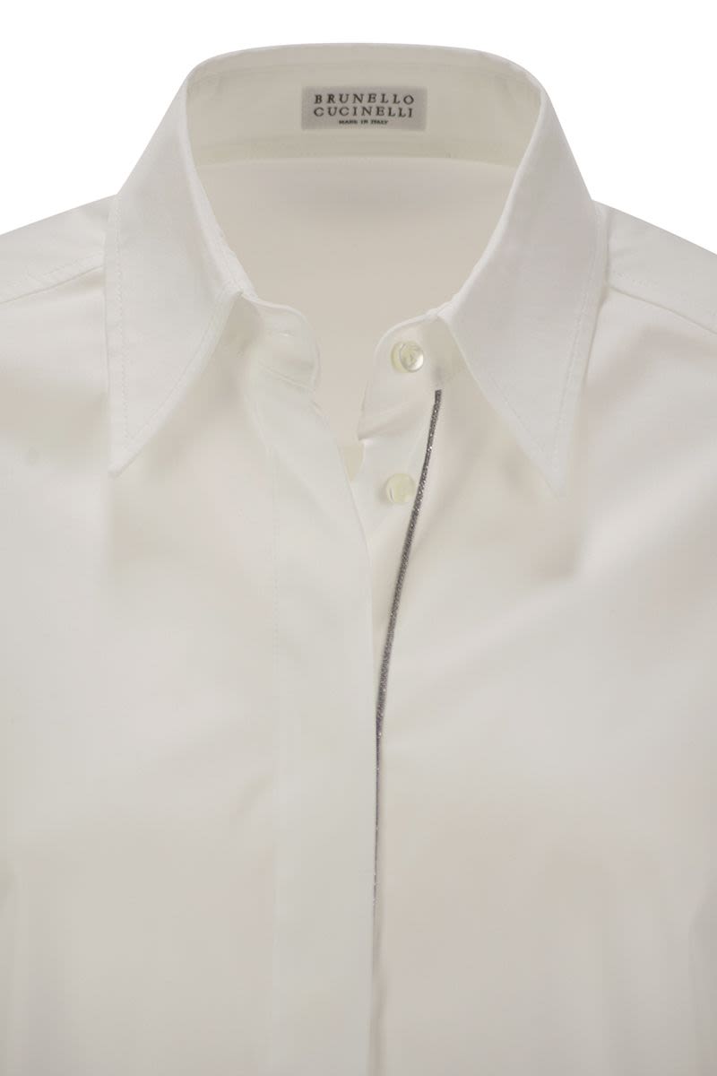 BRUNELLO CUCINELLI Stretch Cotton Poplin Shirt with Shiny Trim