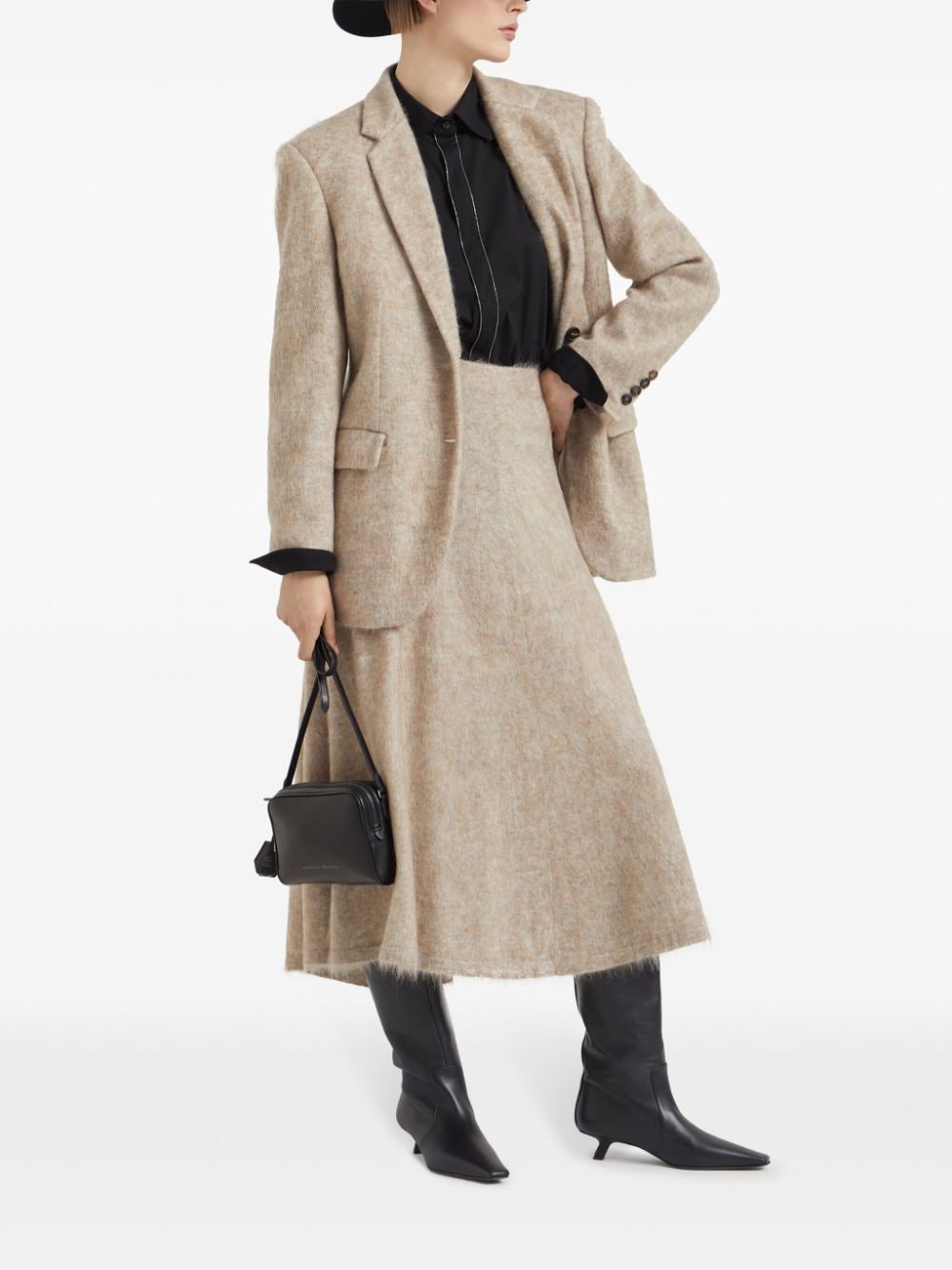 BRUNELLO CUCINELLI Cotton Blend Shirt with Monili Embellishments and Transparent Panel for Women