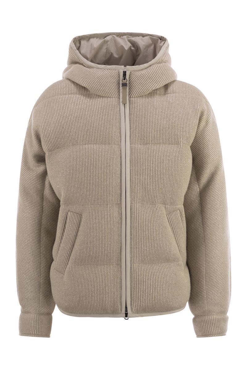 BRUNELLO CUCINELLI Sparkling English Coast Cashmere Knit Jacket with Hood and Shiny Zip Pull