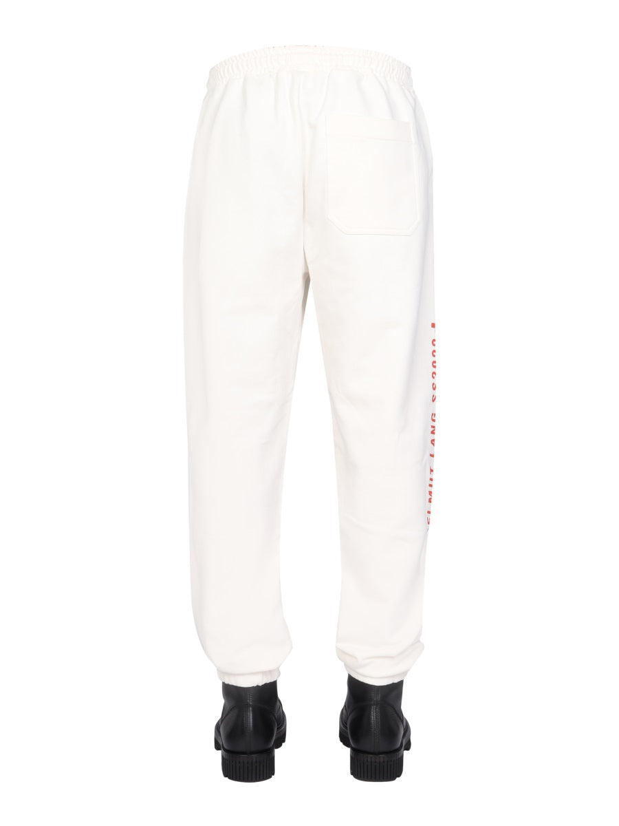 HELMUT LANG Men's Logo Print Jogging Pants with Elastic Drawstring Waistband