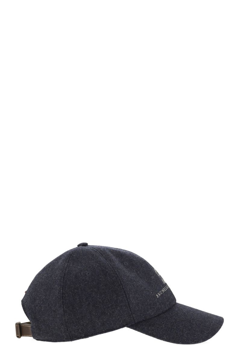 BRUNELLO CUCINELLI Virgin Wool Flannel Baseball Cap with Embroidered Logo