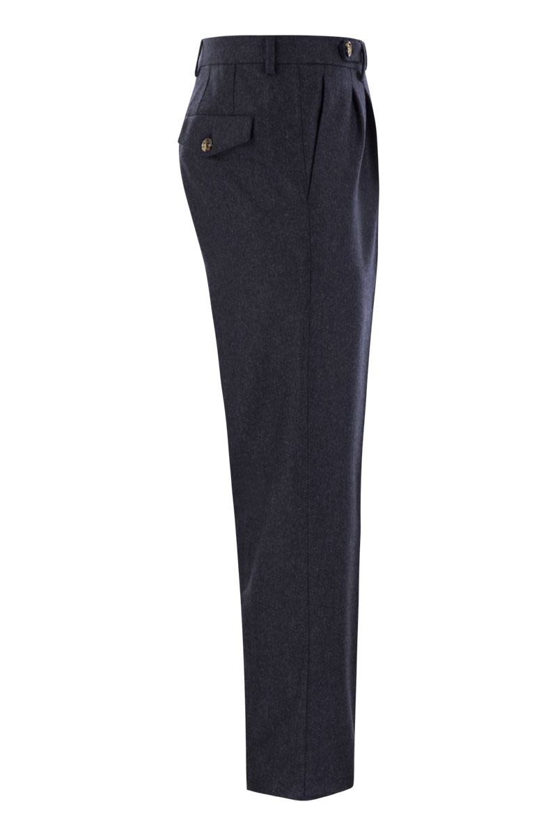 BRUNELLO CUCINELLI Leisure Fit Trousers in Virgin Wool Flannel with Double Darts - FW24
