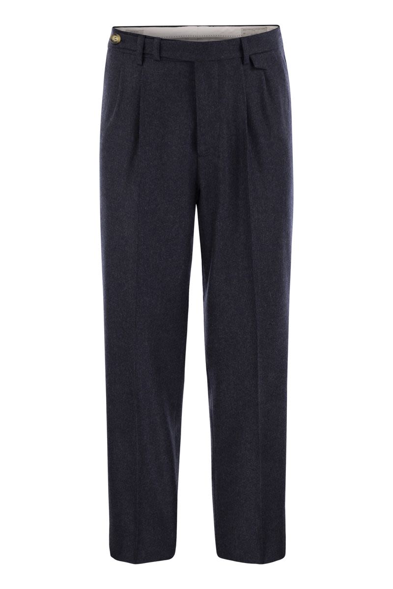 BRUNELLO CUCINELLI Leisure Fit Trousers in Virgin Wool Flannel with Double Darts - FW24