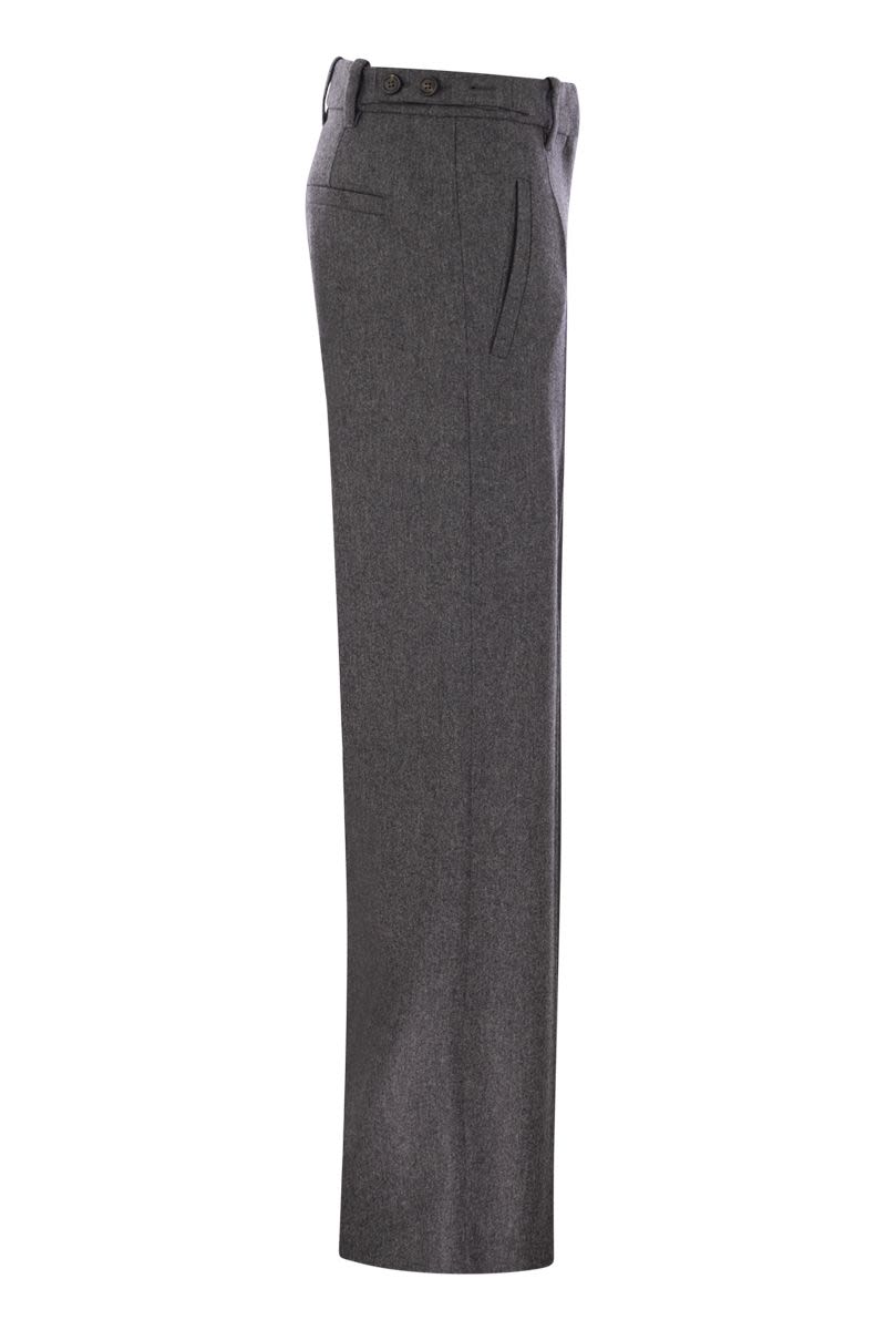 BRUNELLO CUCINELLI Straight Loose Trousers in Virgin Wool Flannel