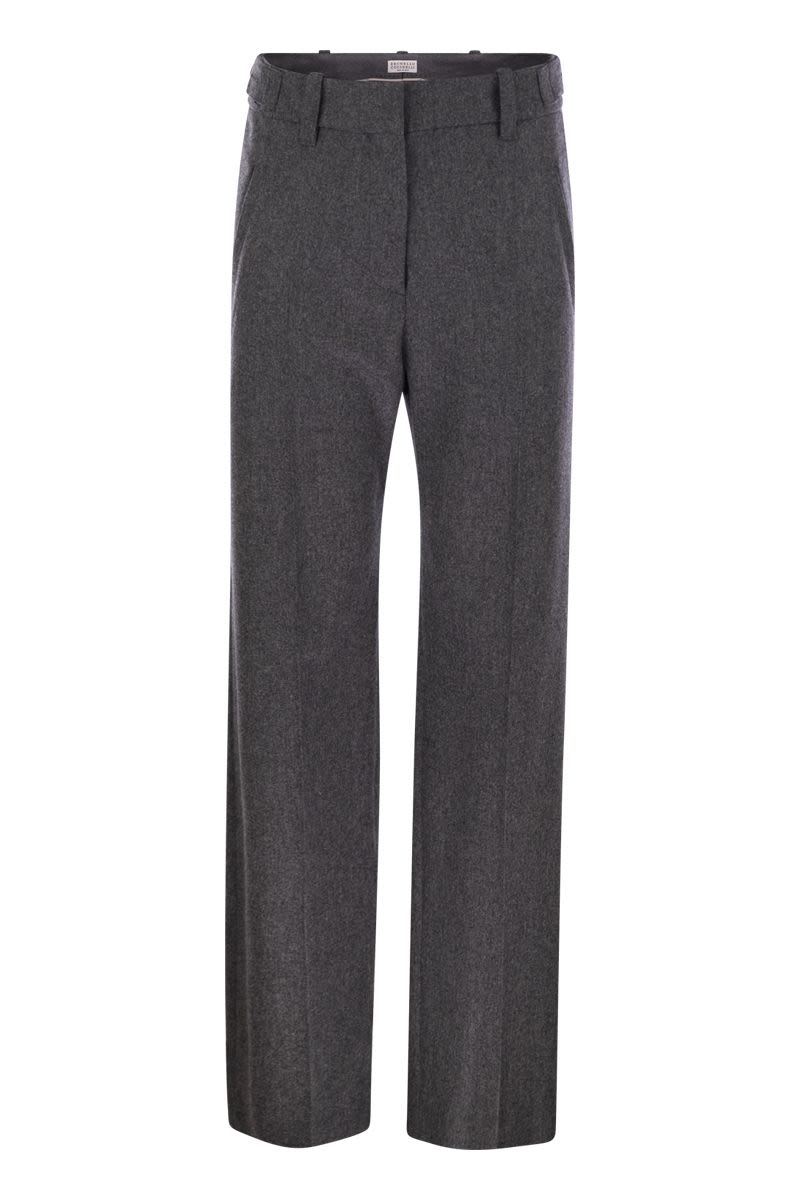 BRUNELLO CUCINELLI Straight Loose Trousers in Virgin Wool Flannel