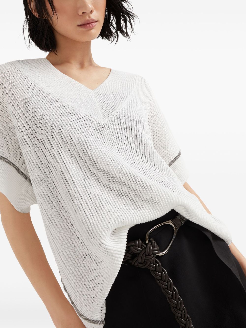 BRUNELLO CUCINELLI V-Neck Short Sleeve Top for Women