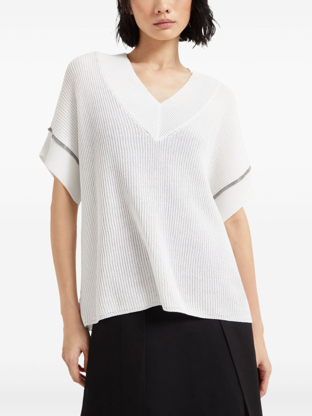 BRUNELLO CUCINELLI V-Neck Short Sleeve Top for Women