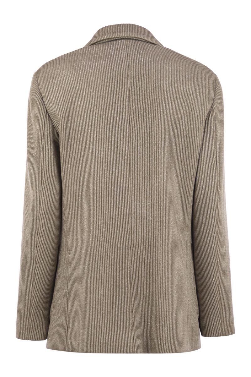BRUNELLO CUCINELLI Sparkling English Rib Knit Jacket with Monili