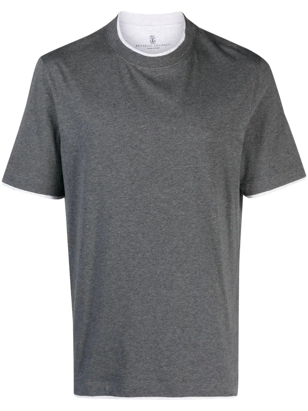 BRUNELLO CUCINELLI Cotton Crew Neck T-Shirt with Faux-Layering for Men