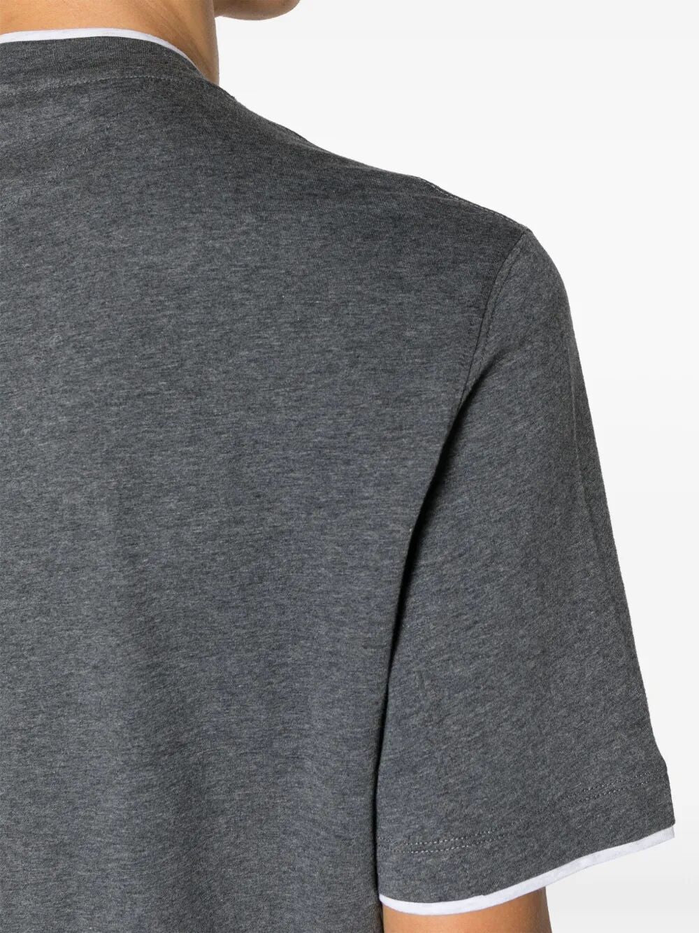 BRUNELLO CUCINELLI Cotton Crew Neck T-Shirt with Faux-Layering for Men