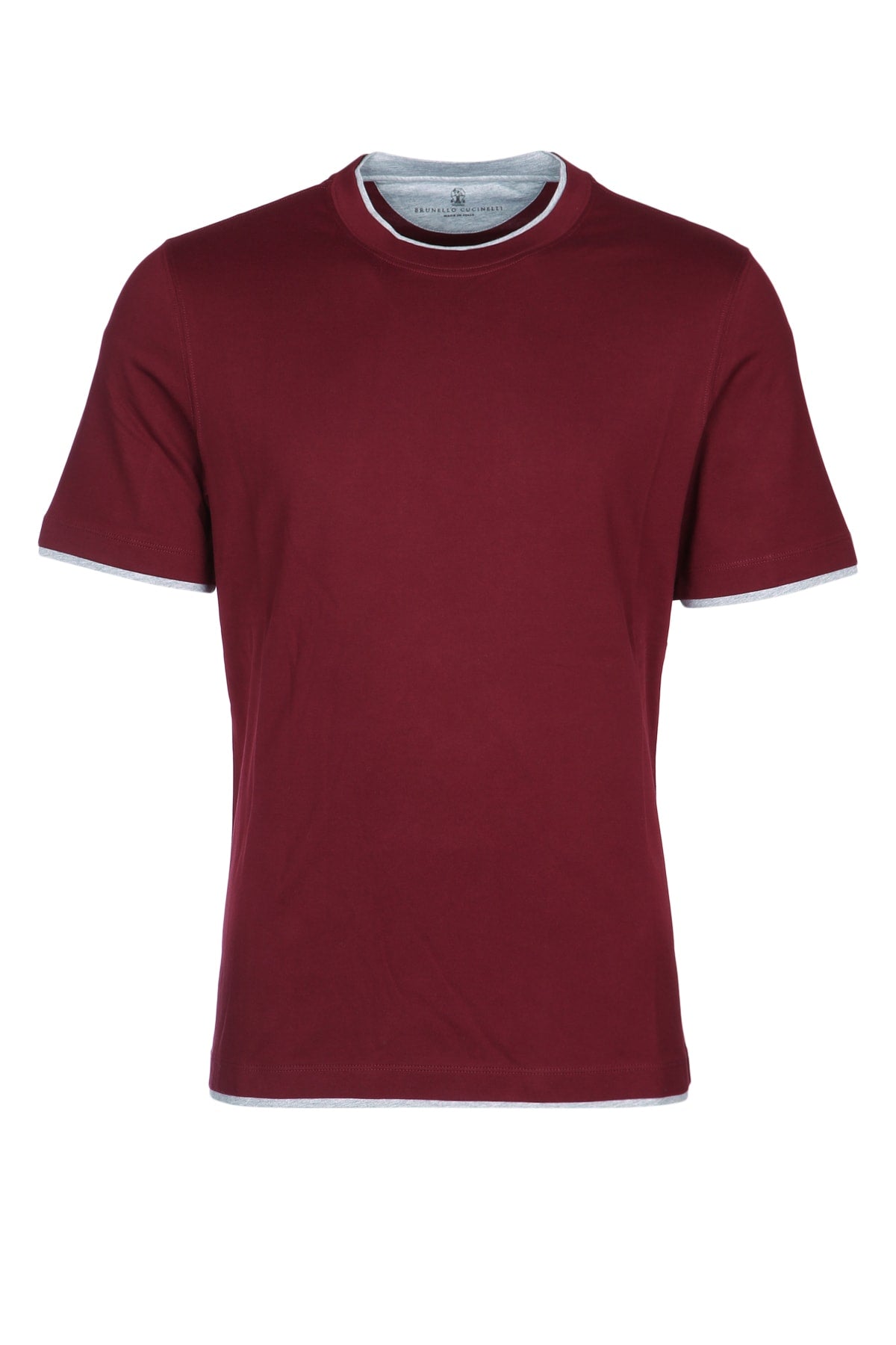 BRUNELLO CUCINELLI Crew Neck Faux-Layering Cotton T-Shirt - Regular Fit