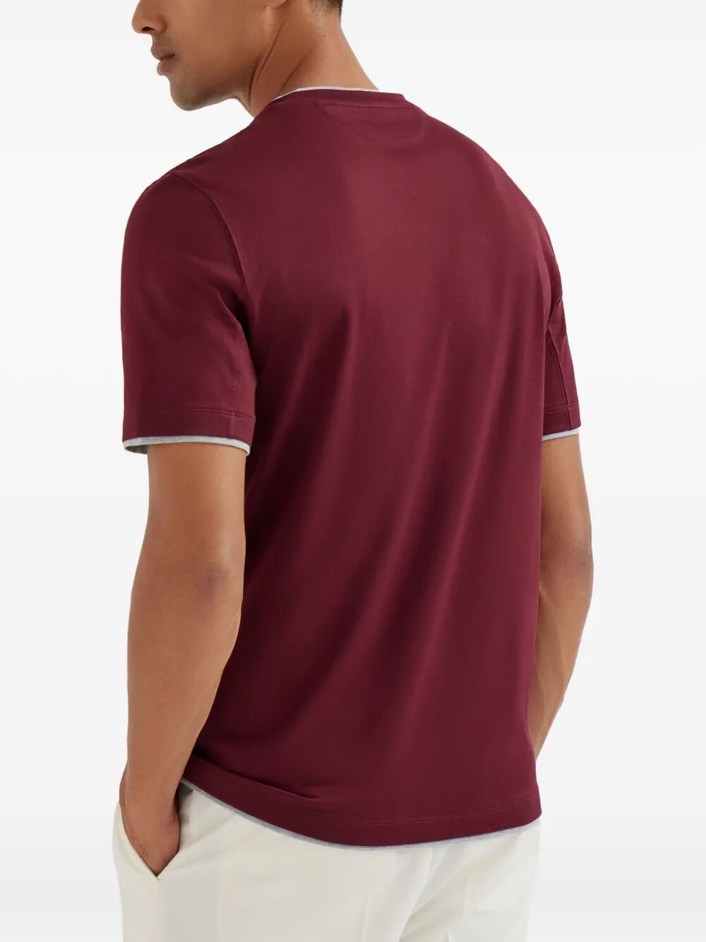BRUNELLO CUCINELLI Crew Neck Faux-Layering Cotton T-Shirt - Regular Fit
