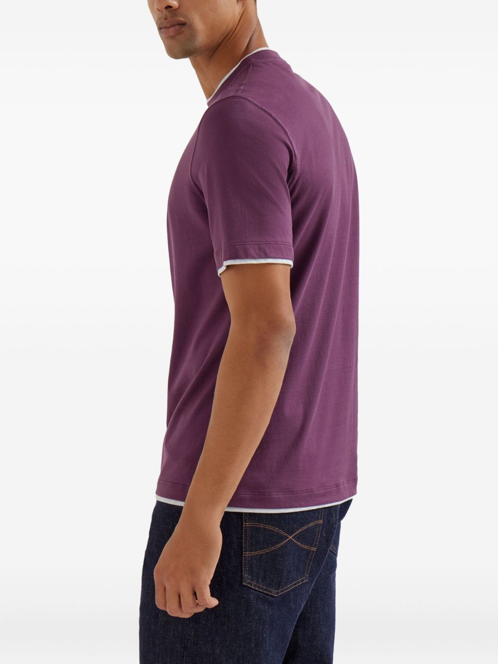 BRUNELLO CUCINELLI Crew Neck T-Shirt with Faux-Layering - Regular Fit