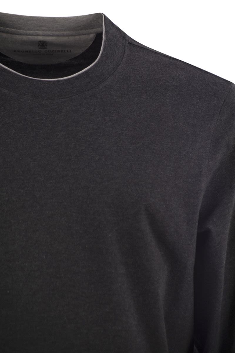 BRUNELLO CUCINELLI Crew-Neck Long Sleeve Cotton T-Shirt