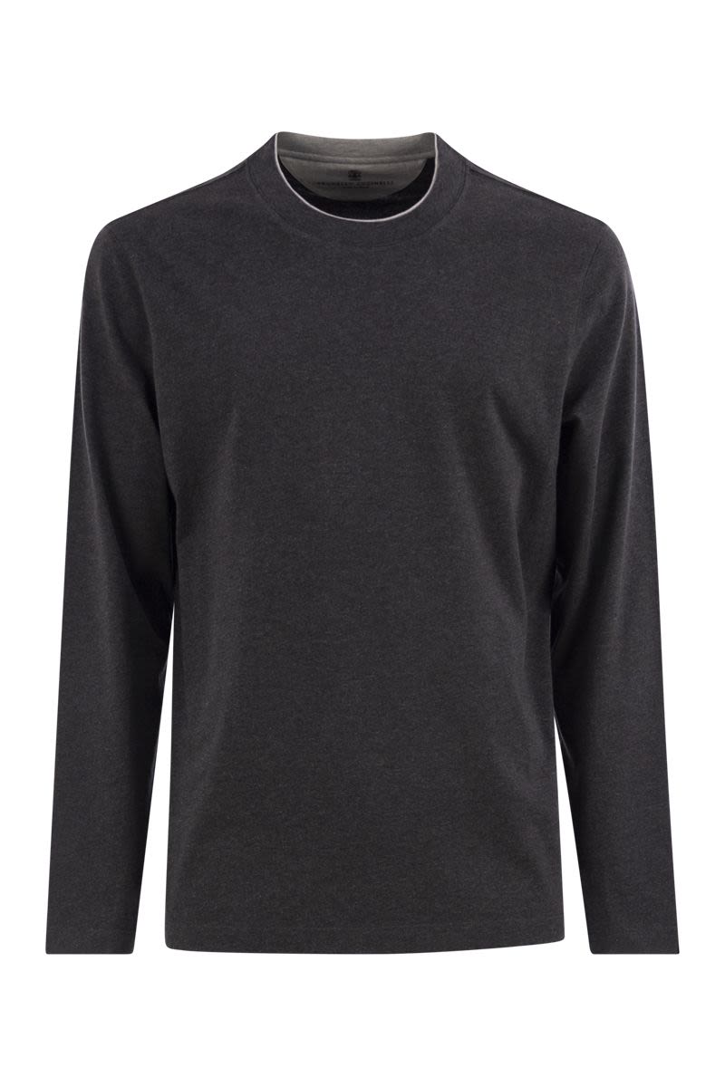 BRUNELLO CUCINELLI Crew-Neck Long Sleeve Cotton T-Shirt