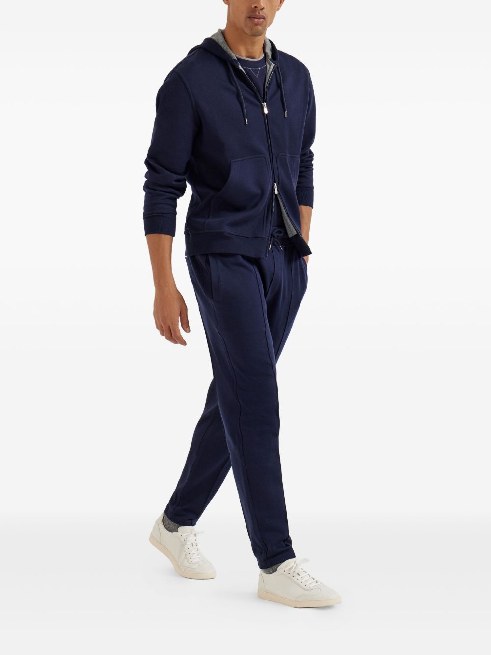 BRUNELLO CUCINELLI Contrasting Neckline Logo Cotton T-Shirt