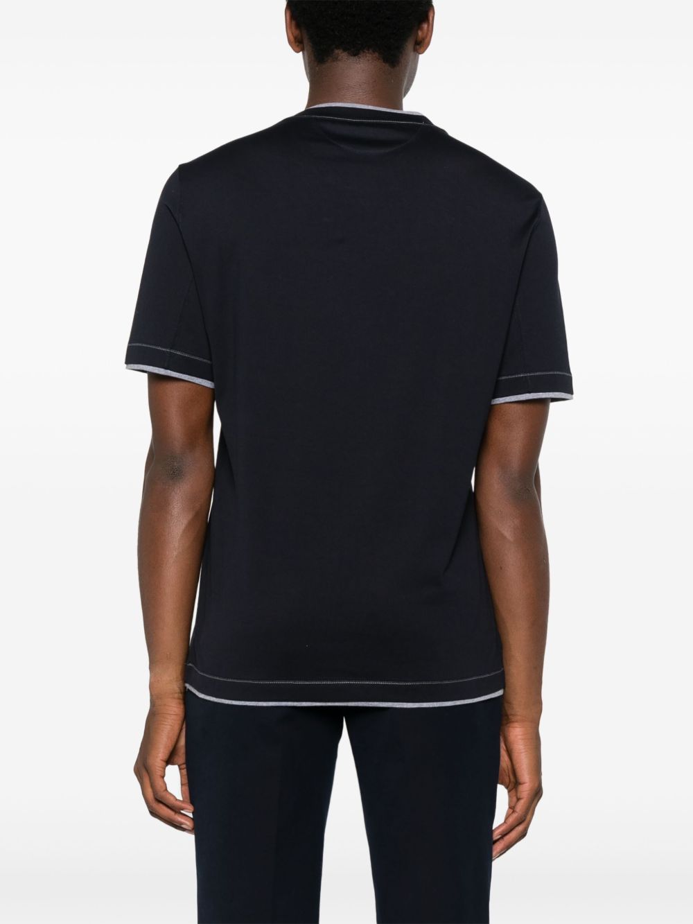 BRUNELLO CUCINELLI Men's Logo Cotton T-Shirt with Contrasting Trim