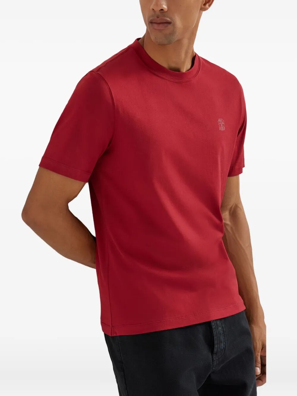 BRUNELLO CUCINELLI Crew Neck Logo T-Shirt for Men - Regular Fit