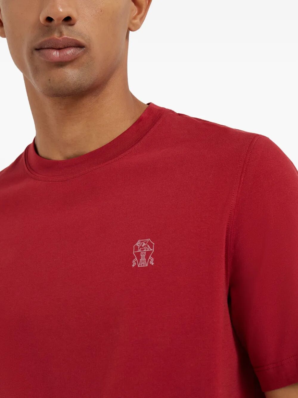 BRUNELLO CUCINELLI Crew Neck Logo T-Shirt for Men - Regular Fit