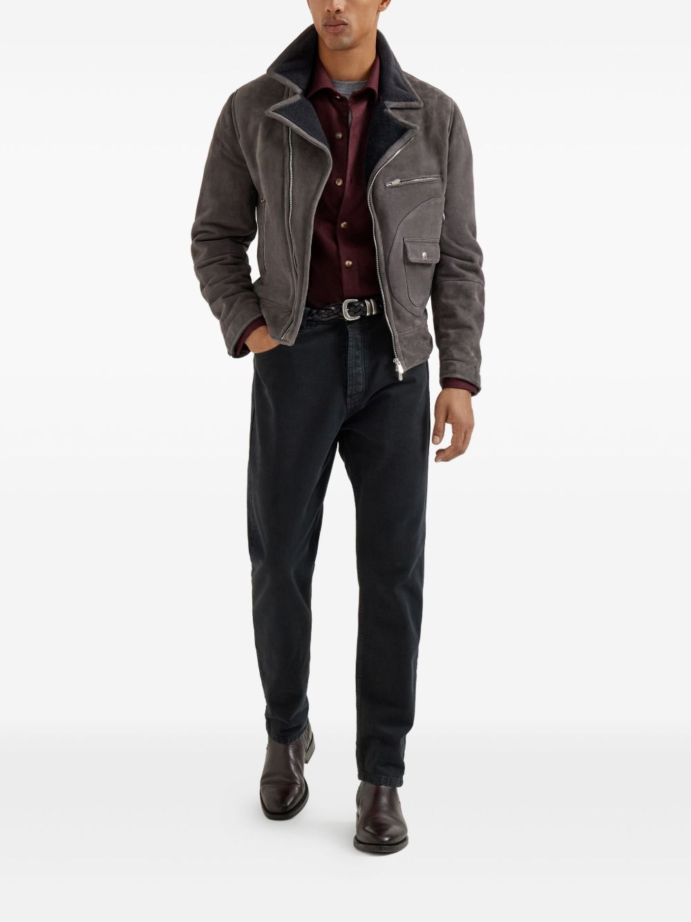 BRUNELLO CUCINELLI Embroidered Logo Cotton Crew Neck T-Shirt