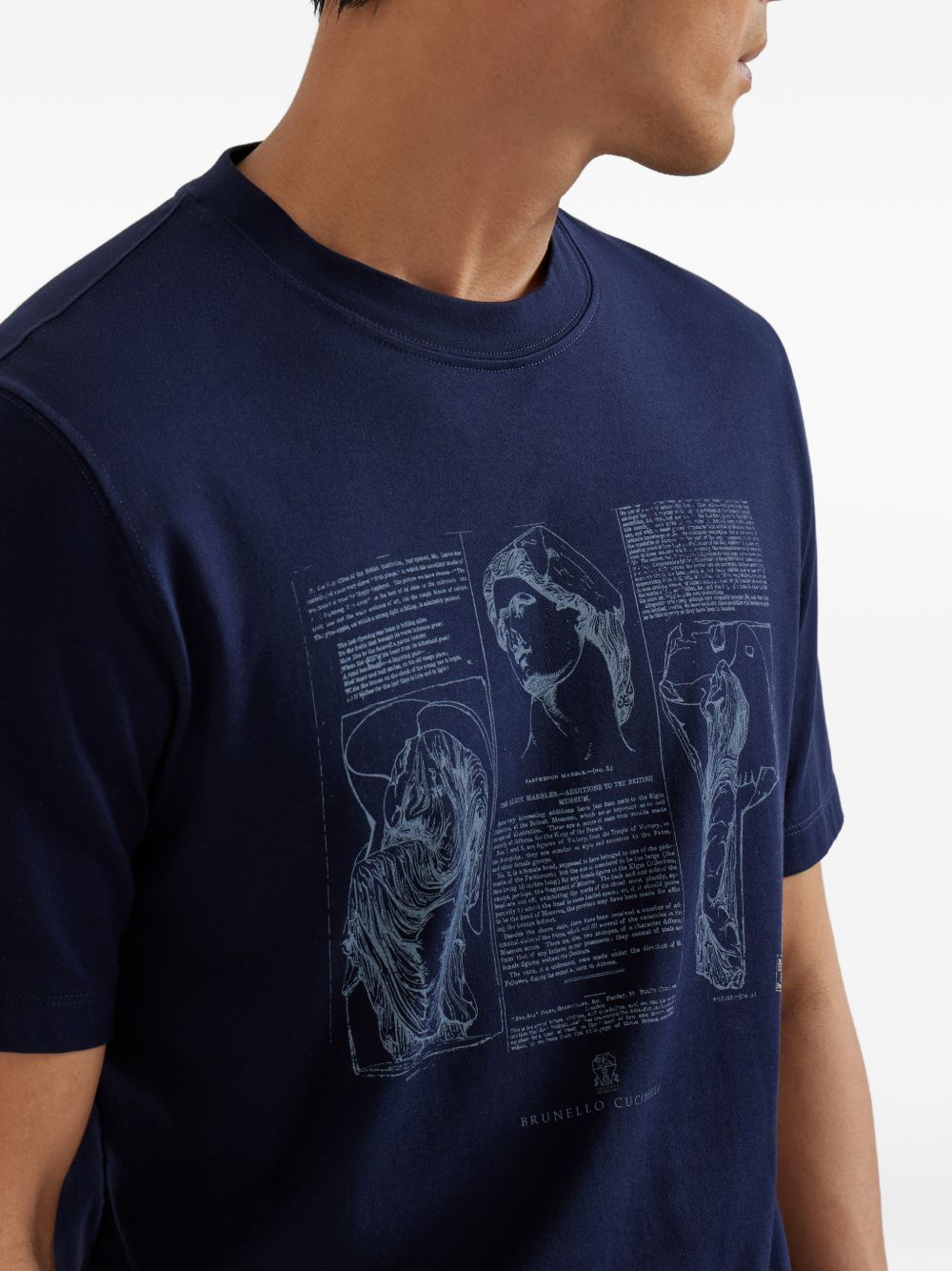 BRUNELLO CUCINELLI Printed Cotton Crew Neck T-Shirt for Men
