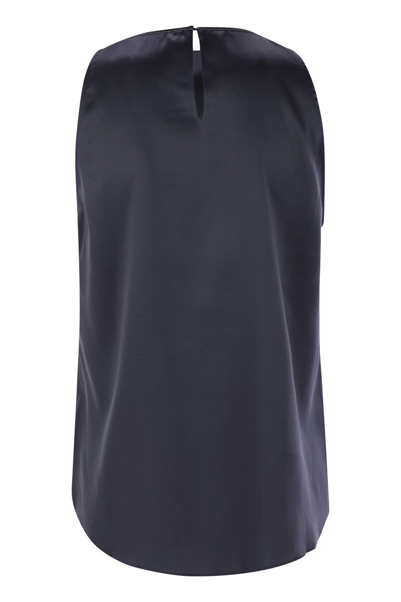 BRUNELLO CUCINELLI Stretch Silk Satin Top with Jewelry Detail