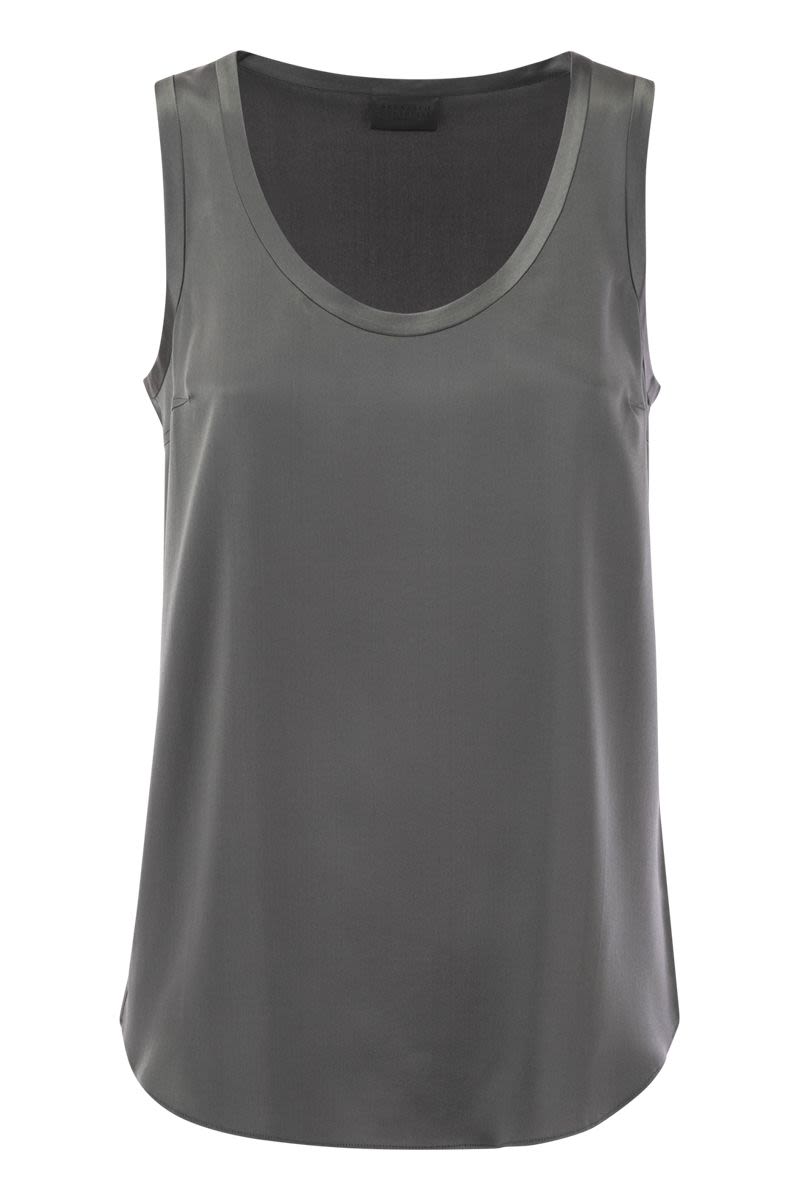 BRUNELLO CUCINELLI Reversible Stretch Silk Satin Top