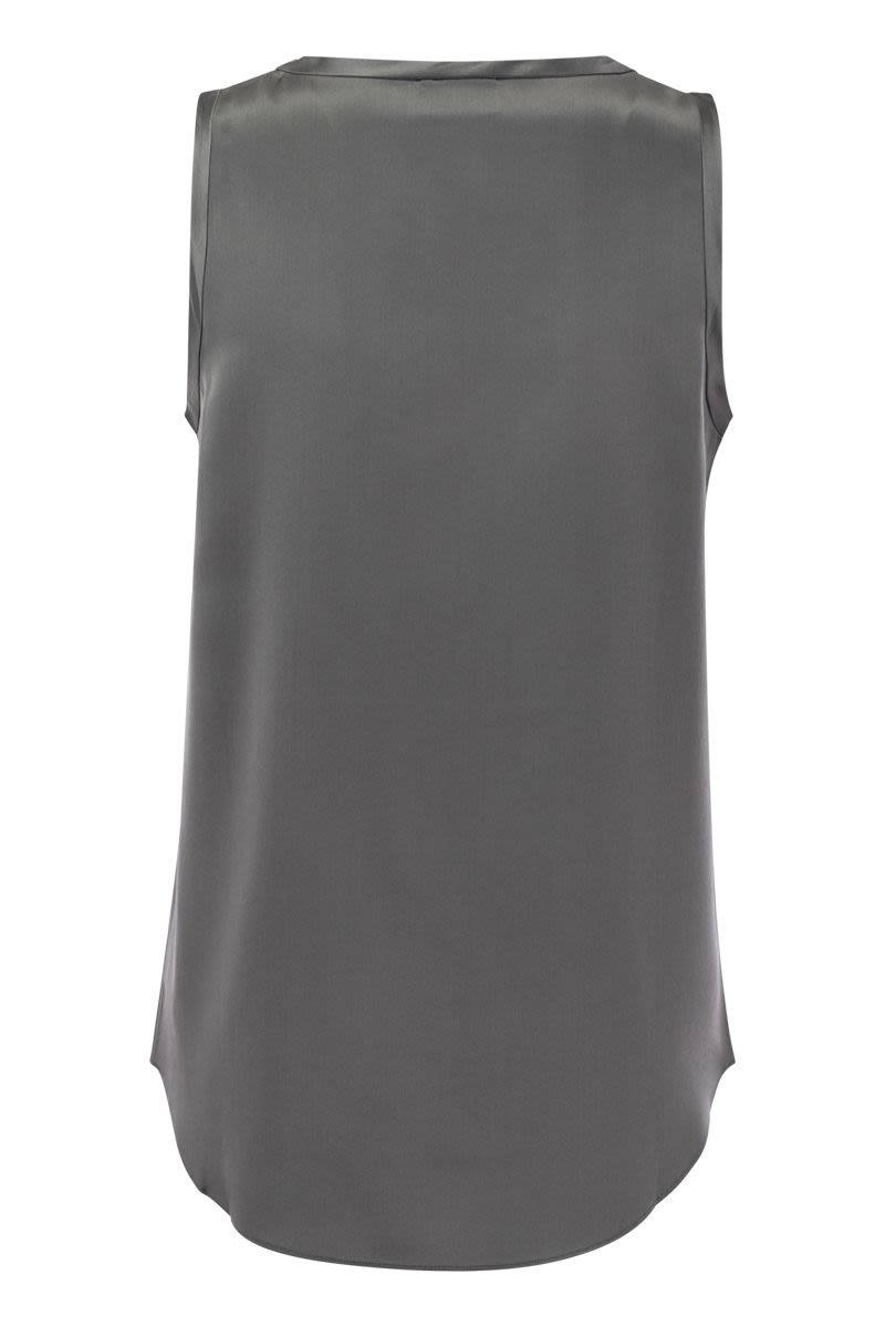 BRUNELLO CUCINELLI Reversible Stretch Silk Satin Top