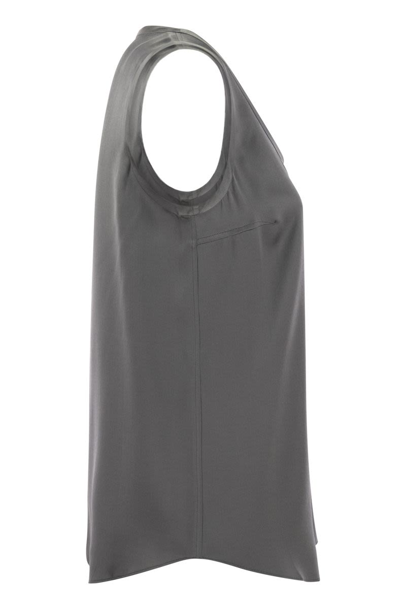 BRUNELLO CUCINELLI Reversible Stretch Silk Satin Top