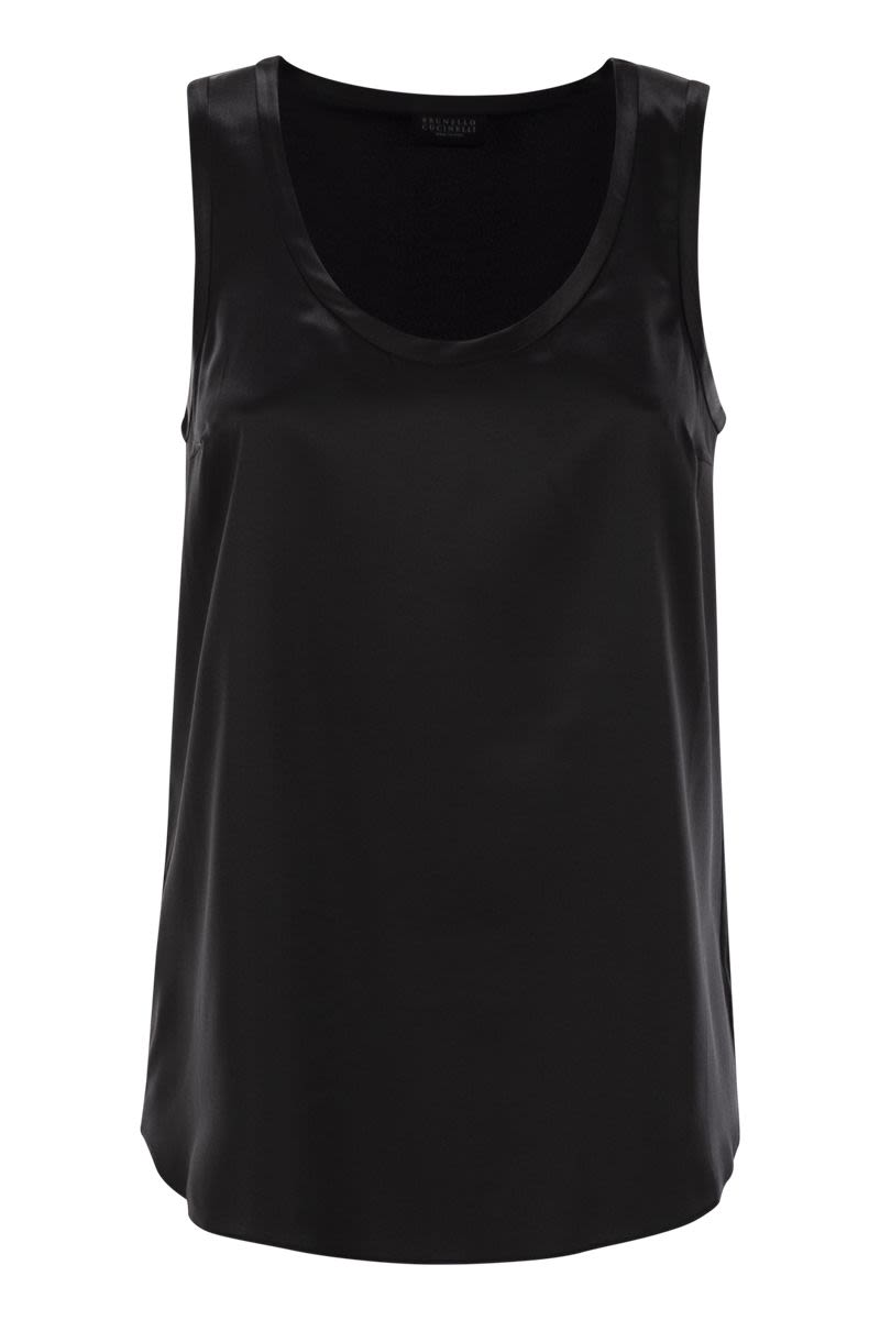 BRUNELLO CUCINELLI Silk Tank Top with Round Neck for Women