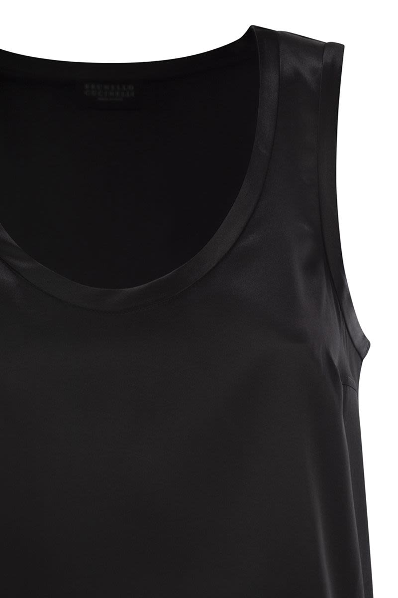 BRUNELLO CUCINELLI Reversible Stretch Silk Satin Top