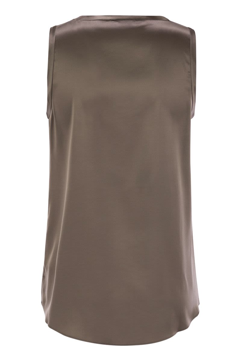 BRUNELLO CUCINELLI Reversible Stretch Silk Satin Top