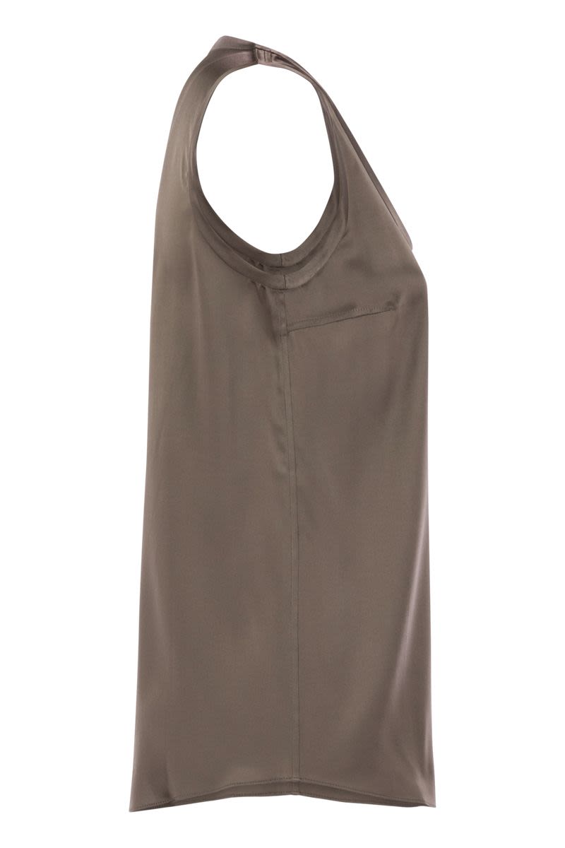 BRUNELLO CUCINELLI Reversible Stretch Silk Satin Top