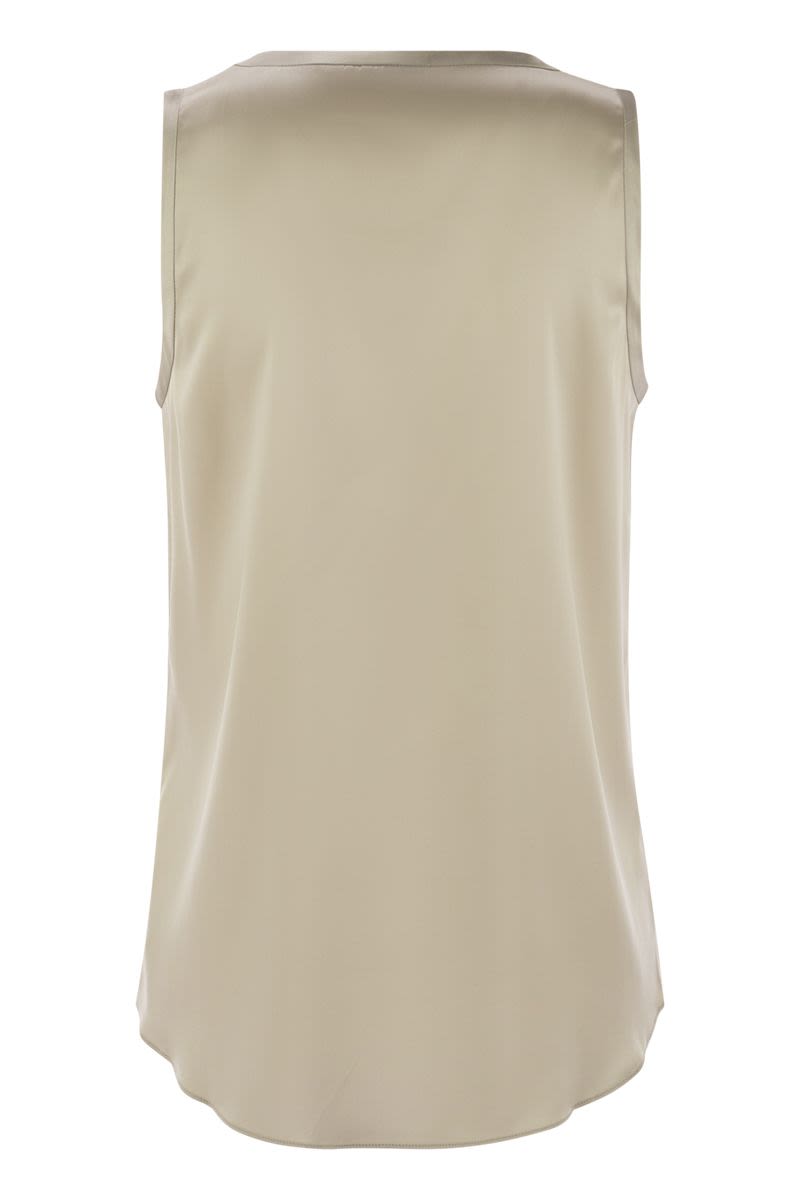 BRUNELLO CUCINELLI Reversible Stretch Silk Satin Top