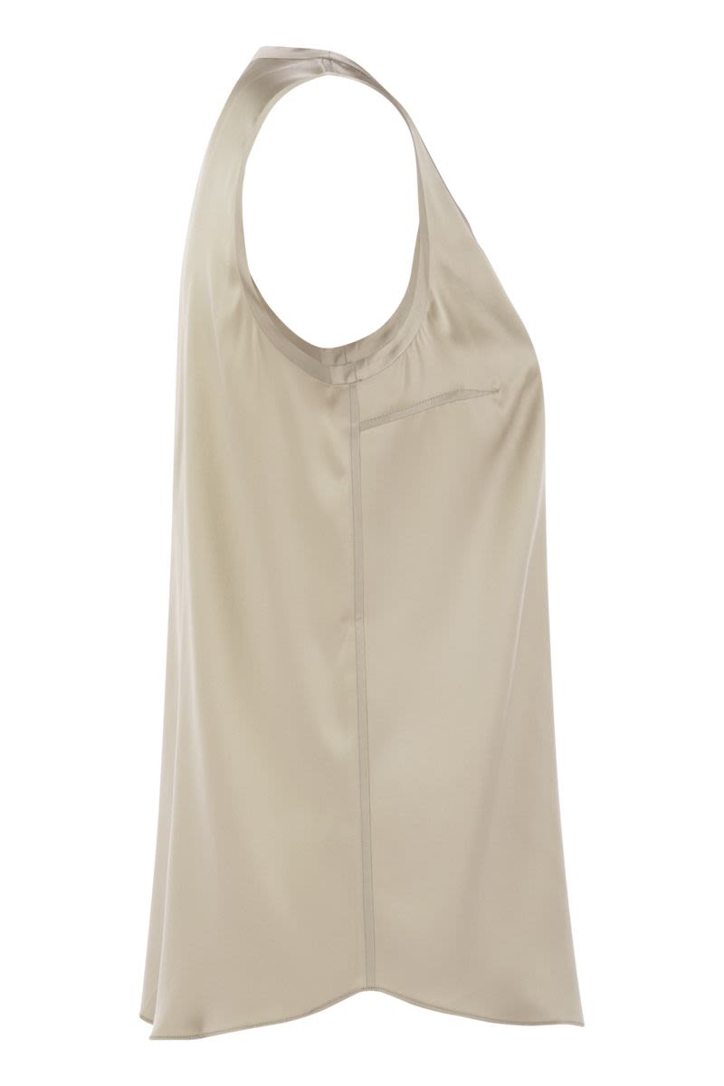 BRUNELLO CUCINELLI Reversible Stretch Silk Satin Top