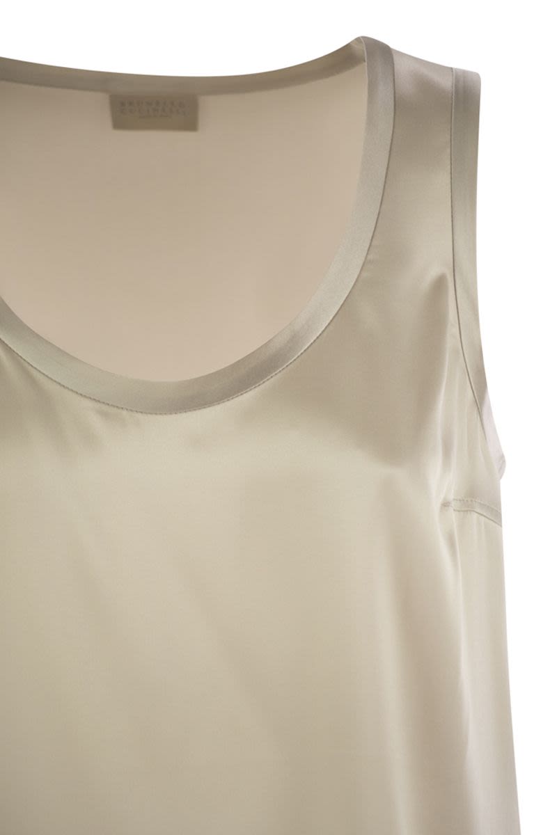 BRUNELLO CUCINELLI Reversible Stretch Silk Satin Top