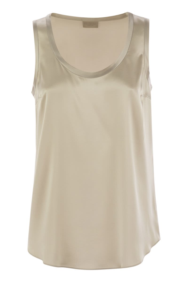 BRUNELLO CUCINELLI Reversible Stretch Silk Satin Top