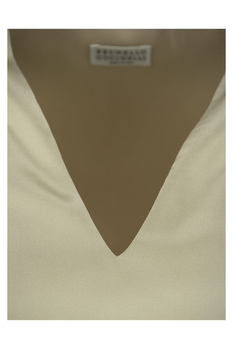 BRUNELLO CUCINELLI Elevated Silk Top with Monili Embellishment