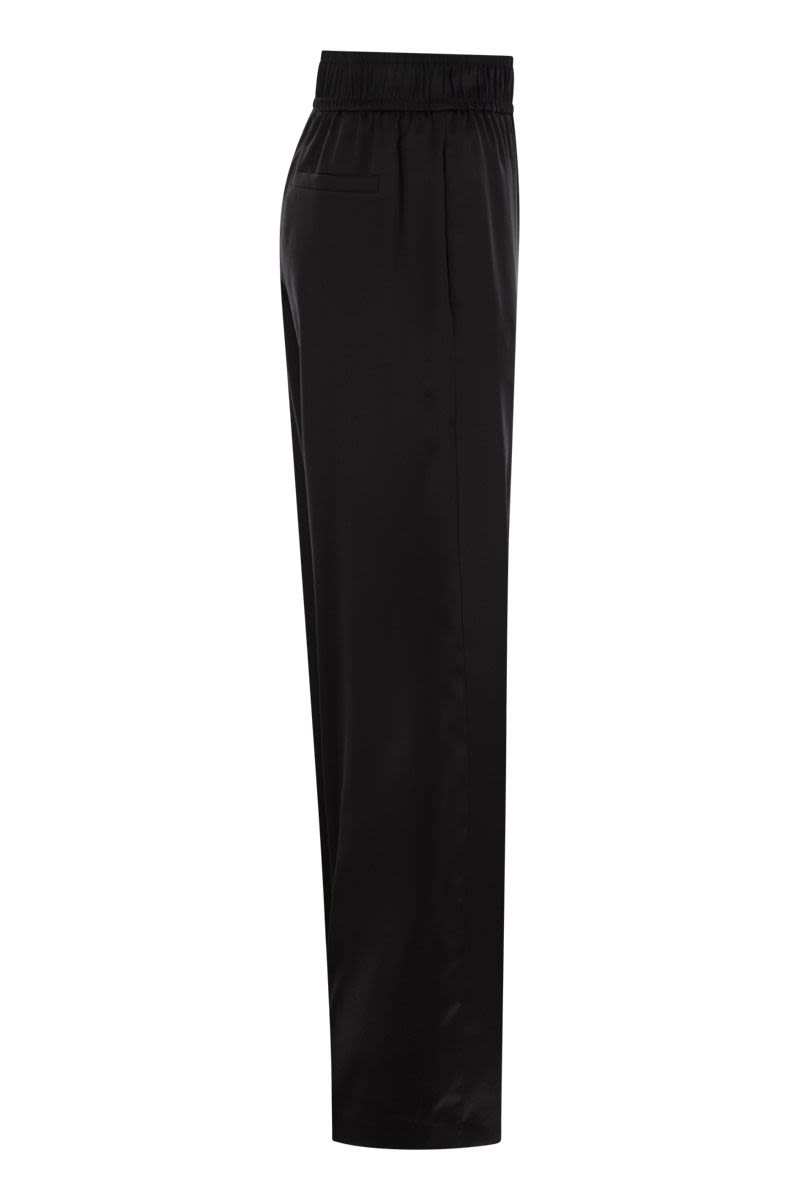 BRUNELLO CUCINELLI Elegant Track Trousers in Stretch Silk Satin