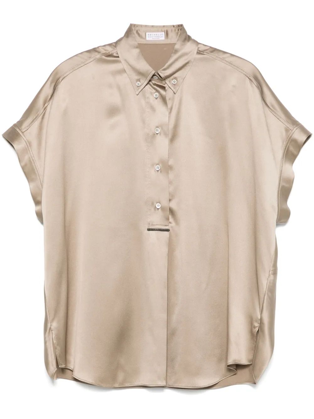 BRUNELLO CUCINELLI Silk Button-Up Shirt with Side Slits for Women