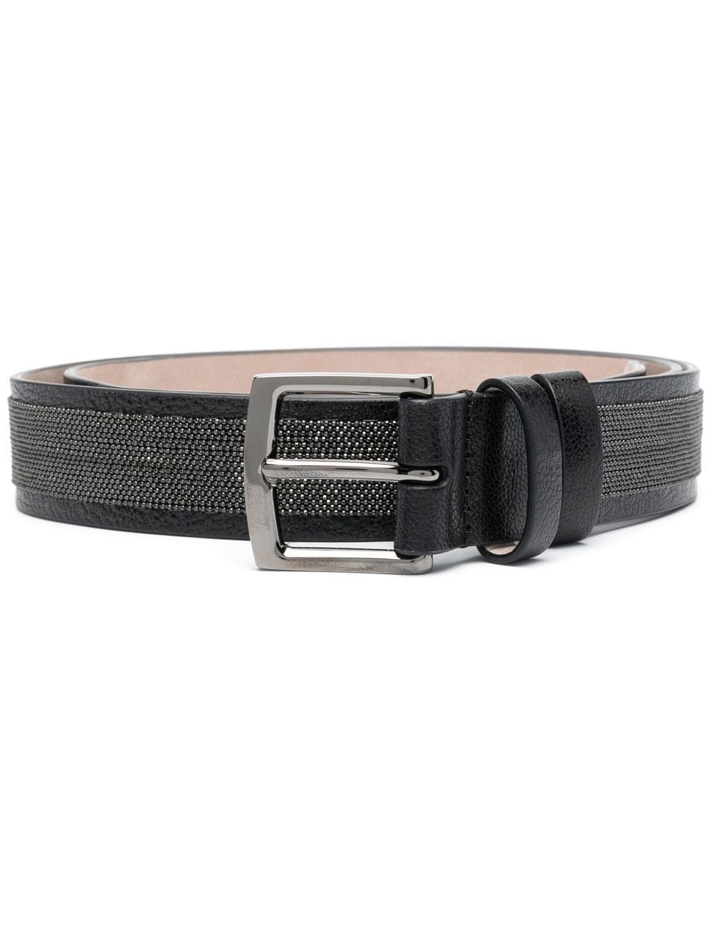 BRUNELLO CUCINELLI Elegant Leather Belt with Embroidered Jewel Detail - 3 cm Height