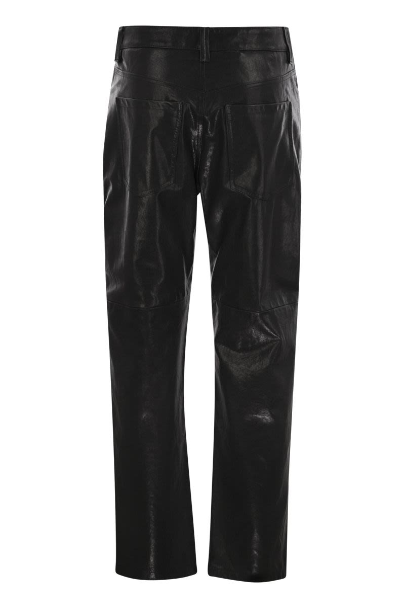 BRUNELLO CUCINELLI Wide Five-Pocket Trousers in Smooth Nappa Leather