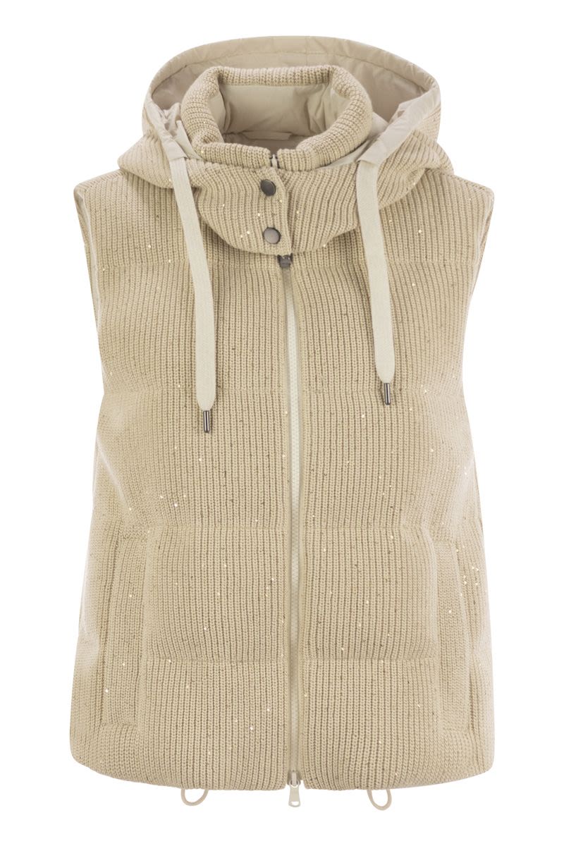 BRUNELLO CUCINELLI Dazzling Cotton Knit Sleeveless Down Jacket