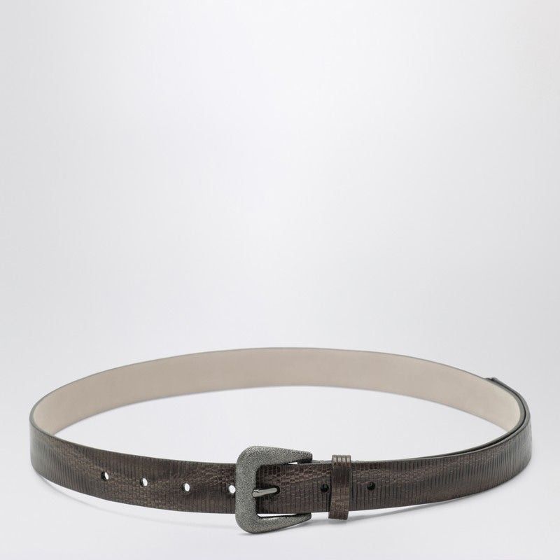 BRUNELLO CUCINELLI Vintage-Effect Leather Belt with Adjustable Length