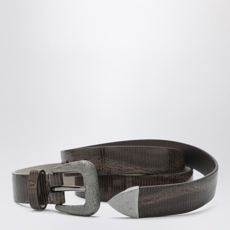 BRUNELLO CUCINELLI Vintage-Effect Leather Belt with Adjustable Length