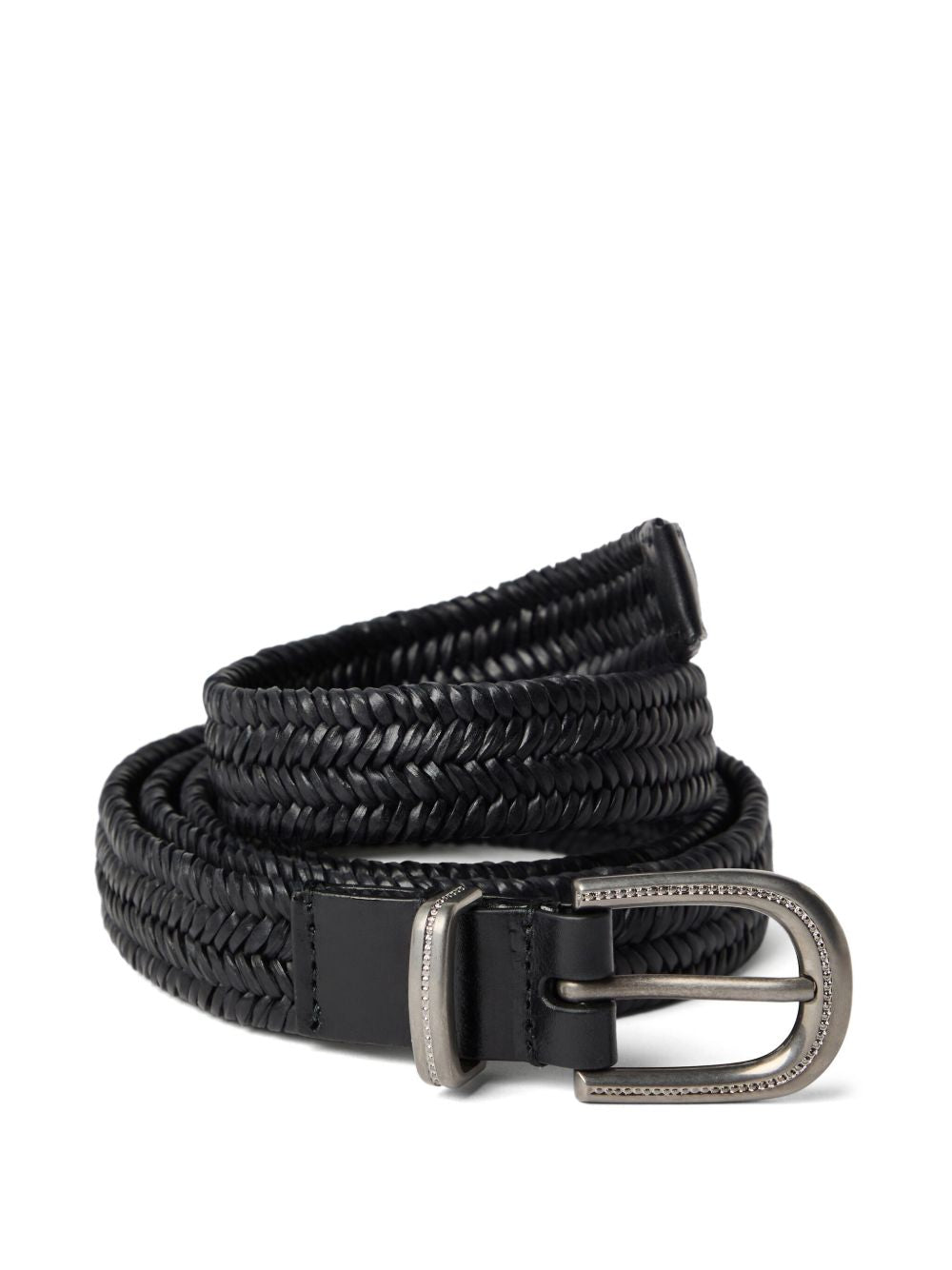 BRUNELLO CUCINELLI Weave Leather Belt with Front Buckle for Women